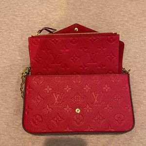 Louis Vuitton Félicie Pochette Monogram Leather Scarlett Red